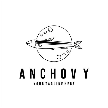 anchovy line art vintage vector template illustration designのイラスト素材