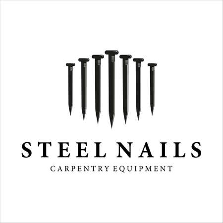 steel nails logo vintage vector illustration template design . nails logo for mining equipment concept illustration designのイラスト素材