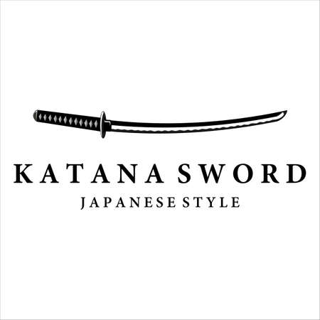 katana sword logo vintage vector illustration design. simple modern japanese sword of katana logo concept template emblem illustration vector designのイラスト素材
