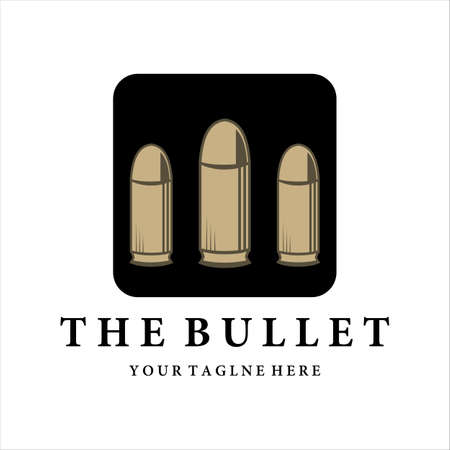 bullet ammo vintage vector logo illustration template design. army and military equipment for war or gun logo concept vector designのイラスト素材