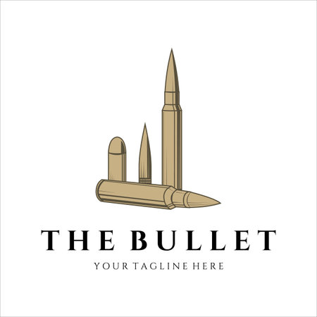 bullet ammo vintage vector logo illustration template design. army and military equipment for war or gun logo concept vector designのイラスト素材