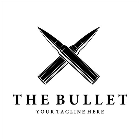 bullet ammo vintage vector logo illustration template design. army and military equipment for war or gun logo concept vector designのイラスト素材