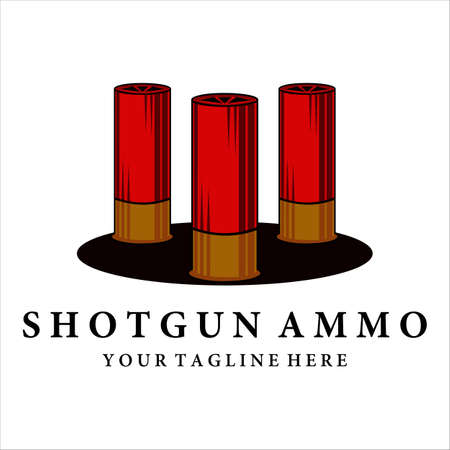 ammo of shotgun logo vintage vector illustration template design. bullet for shotgun logo concept icon designのイラスト素材