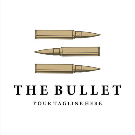 bullet ammo vintage vector logo illustration template design. army and military equipment for war or gun logo concept vector designのイラスト素材