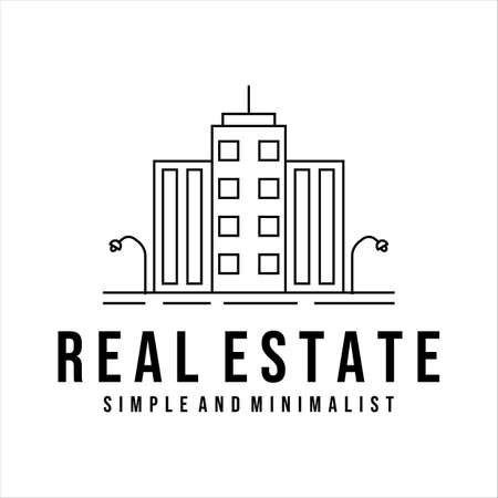 building and architecture logo line art illustration template design. real estate minimalist and simple logo for company and business icon label illustration concept designのイラスト素材