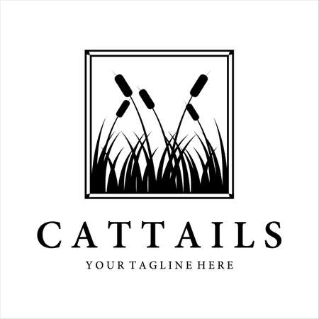 cattails or reed logo vintage vector illustration designのイラスト素材