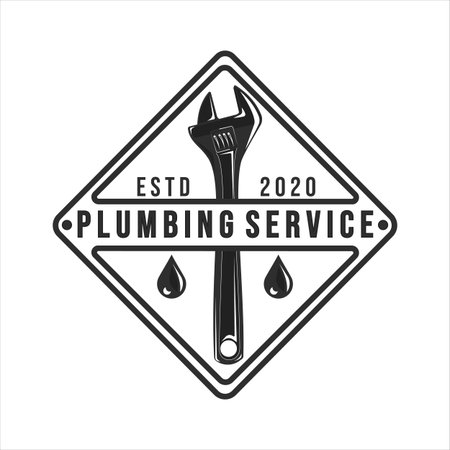 plumbing logo vintage vector illustration template design. plumber logo for professional business concept emblem with badge designのイラスト素材