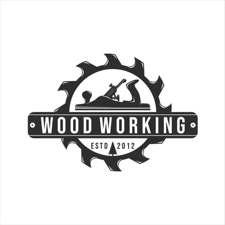 jack plane and sawmill logo vintage vector illustration template icon design. carpentry tool or equipment logo for professional carpenter worker concept symbol designのイラスト素材
