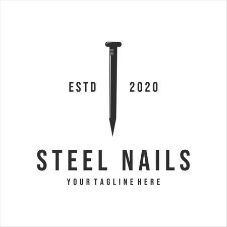 steel nails  vintage vector illustration template design . nails logo for mining or carpentry equipment concept icon sign and emblemのイラスト素材