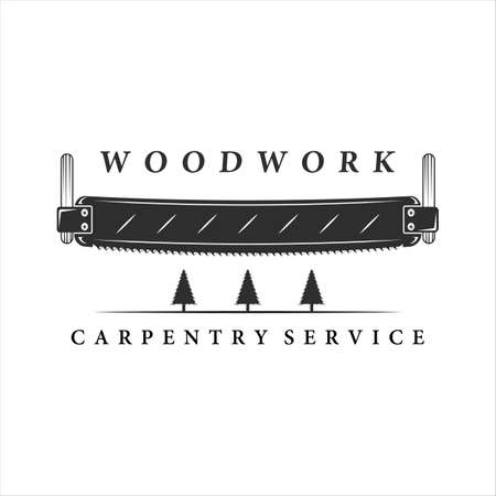 wood saw vintage vector illustration template icon design. carpentry equipment for professional carpenter worker  concept industryのイラスト素材