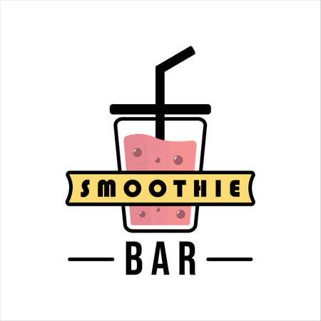 smoothie drink with bubble logo vector illustration template icon design. beverage health juice for vegan and business concept of bar or cafeのイラスト素材
