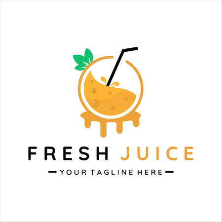 fresh fruit juice logo vector illustration template icon design. smoothie orange drink beverage icon logo concept for business bar or cafeのイラスト素材
