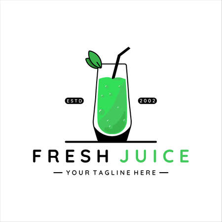 fresh fruit juice logo vector illustration template icon design. smoothie avocado drink beverage icon logo concept for business bar or cafeのイラスト素材