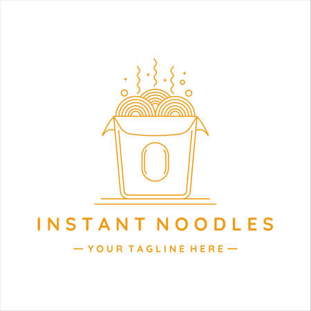 noodles or ramen instant logo line art vector simple minimalist template icon design. symbol for company or business concept foodのイラスト素材