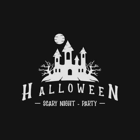 castle halloween logo vintage vector logo illustration template icon designのイラスト素材