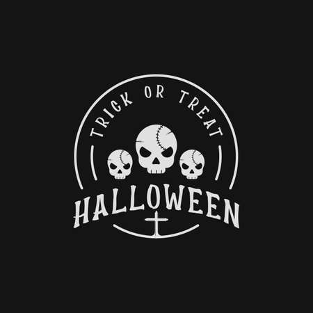 skull of halloween logo vintage vector vector illustration template icon designのイラスト素材