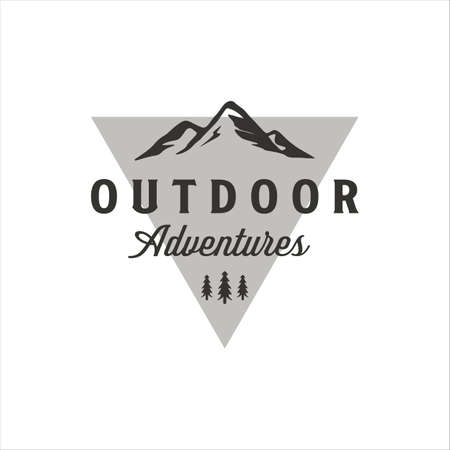 mountain and pines logo vintage vector illustration template icon design. outdoors adventure symbol for travel companyのイラスト素材