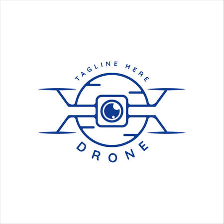 sky drone logo line art vintage vector illustration template icon graphic designのイラスト素材