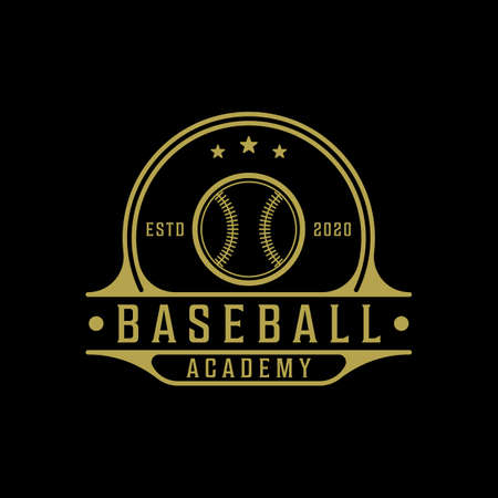 baseball logo vintage vector illustration template icon graphic design. ball and bat retro emblem sport silhouette for professional club and academy with badge typographyのイラスト素材