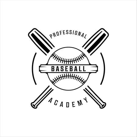 baseball logo vintage vector illustration template icon graphic design. ball and bat retro symbol sport silhouette for professional club and academyのイラスト素材