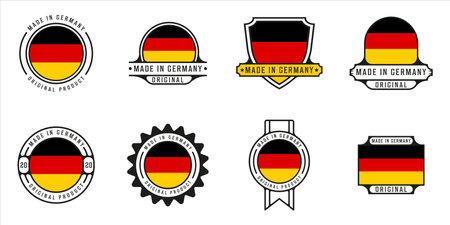 set of made in germany logo outline vector illustration template icon graphic design. bundle collection of flag country with various badge and typographyのイラスト素材