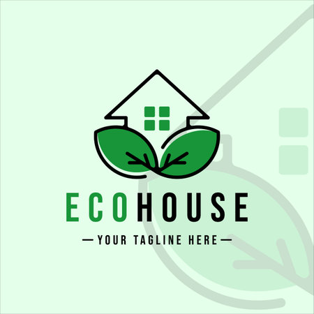 eco house logo vector illustration template icon graphic design. building and architecture with leaf nature for business and companyのイラスト素材