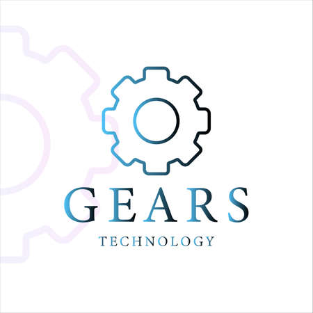 gears logo line art gradient color vector illustration template icon graphic designのイラスト素材