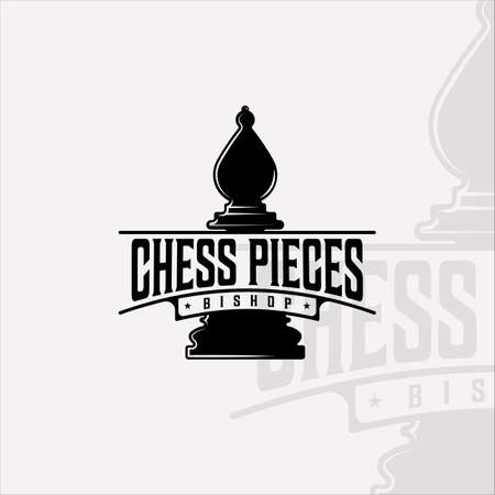 chess and bishop piece logo vintage vector illustration template icon graphic design. retro sign or symbol for chess tournament or clubのイラスト素材