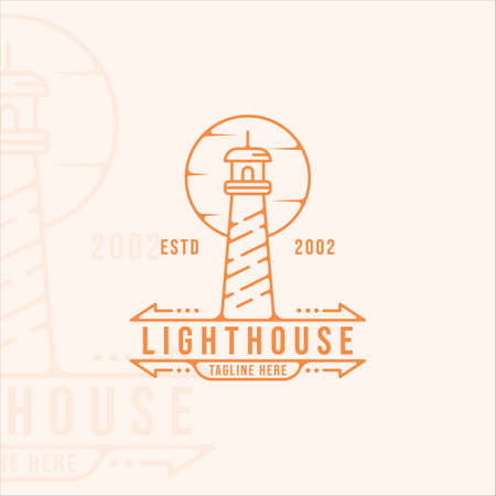 lighthouse logo line art simple minimalist vector illustration template icon graphic designのイラスト素材