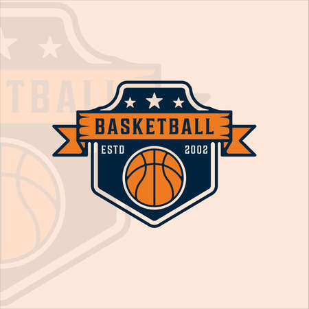 basketball logo modern vintage vector illustration template icon graphic design. sport sign or symbol for team and club league competition with badge and typographyのイラスト素材