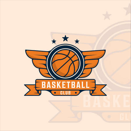 basketball logo modern vintage vector illustration template icon graphic design. sport sign or symbol for team and club league competition with badge and typographyのイラスト素材