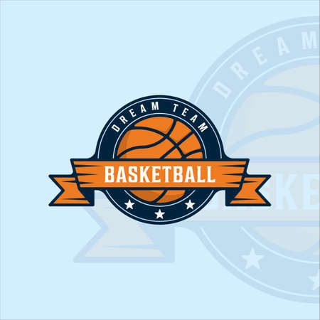 basketball logo modern vintage vector illustration template icon graphic design. sport sign or symbol for team and club league competition with badge and typographyのイラスト素材