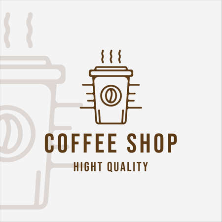 coffee shop logo line art vector illustration template icon graphic designのイラスト素材