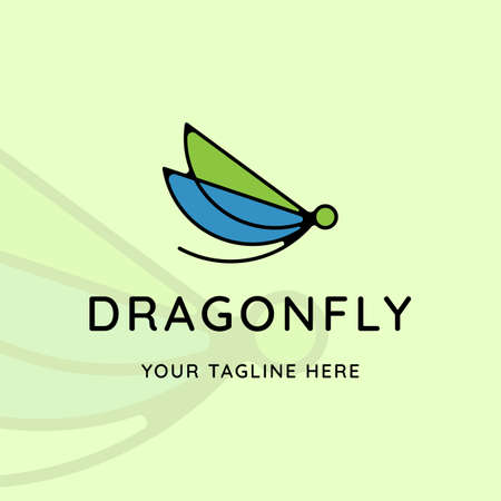 dragonfly logo line art modern color minimalist vector illustration template icon graphic designのイラスト素材