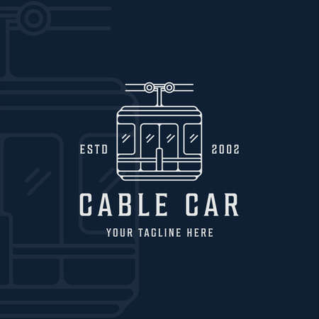 cable car or gondola logo line art simple minimalist vector illustration template icon graphic design. transportation business travel for vacation at mountainのイラスト素材
