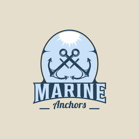anchors nautical emblem logo vector vintage illustration template icon graphic design. marine navy sign or symbol for travel business or transportation or military concept with retro badge typographyのイラスト素材