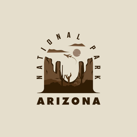 arizona logo vintage vector illustration template icon graphic design. sign or symbol national park of america for travel company with retro typography styleのイラスト素材