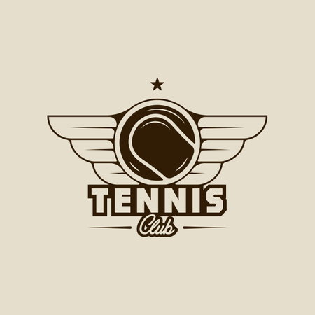 ball of tennis logo vintage vector illustration template icon graphic design. sport sign or symbol with wings for club or tournament conceptのイラスト素材