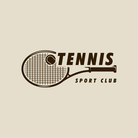 racket and ball of tennis logo vintage vector illustration template icon graphic design. sport sign or symbol for club or tournament conceptのイラスト素材