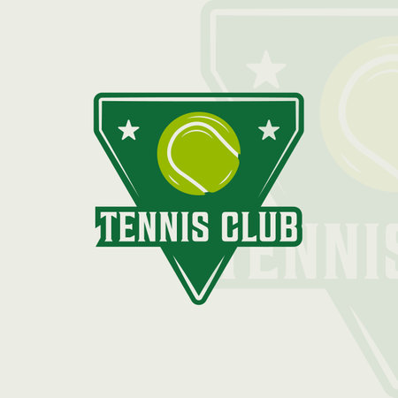 ball of tennis logo emblem vector illustration template icon graphic design. sport sign or symbol for club or tournament with badgeのイラスト素材