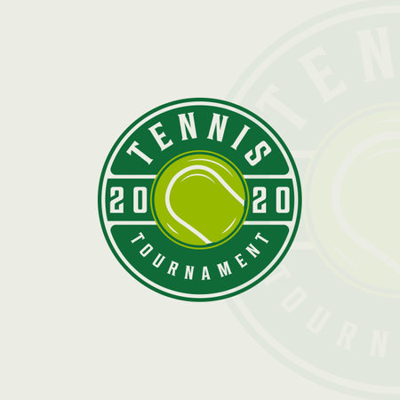 ball of tennis logo emblem vector illustration template icon graphic design. sport sign or symbol for club or tournament with circle badgeのイラスト素材