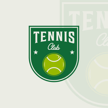 ball of tennis logo emblem vector illustration template icon graphic design. sport sign or symbol for club or tournament with badgeのイラスト素材