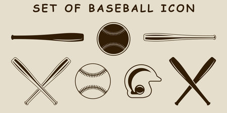 set of isolated baseball icon vector illustration template graphic design. bundle collection of various sport sign or symbol for team or tournament conceptのイラスト素材