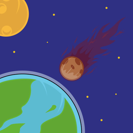 comet will fall to earth vector illustration template graphic design . outer space exploration with...