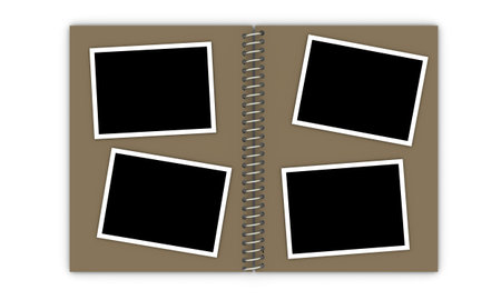 blank lined exercise book and photo frame