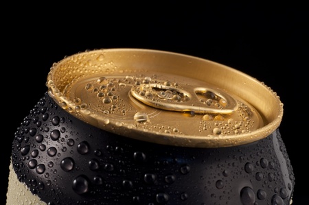 Isolated close-up shot of the top of a canned drink の写真素材