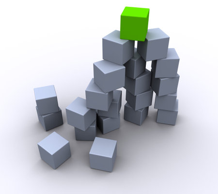 Cubes in 3D isolated over a white background