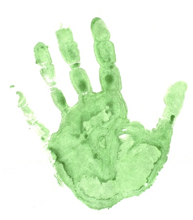 Green human hand with unique detailの写真素材
