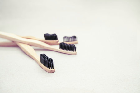 Close up of toothbrushes on white background with filter effect retro vintage style