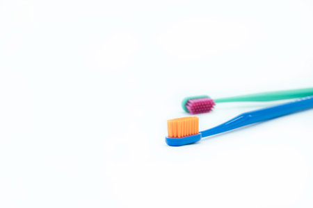Toothbrush and toothpaste on white background. Dental care concept.の写真素材